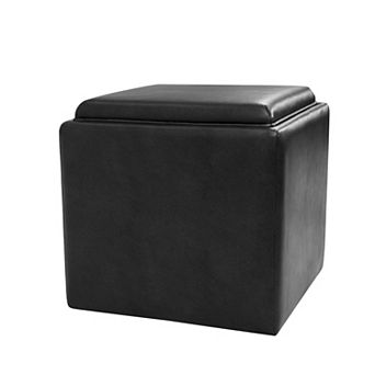 HomePop Woven Tray Top Storage Ottoman