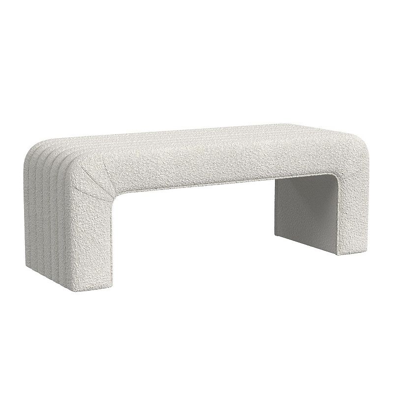 Arch-shaped bench with ribbed texture in light beige