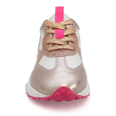 Yoki Raven Girls' Metallic Running Sneaker With Glitter Detail