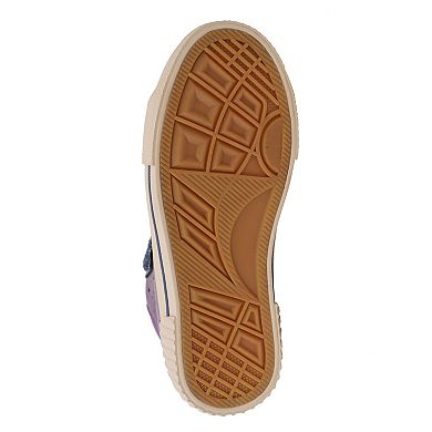 Yoki Jeanie Girls' Purple Metallic Perforated High Top Sneaker With Glitter Straps