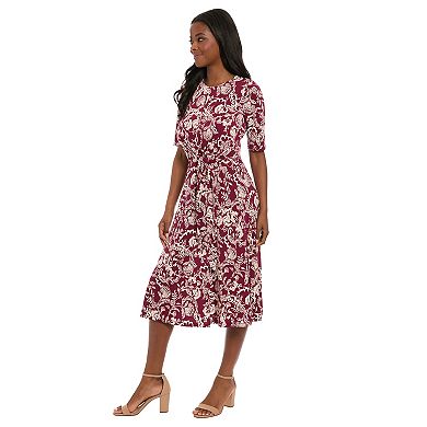 Petite London Times Elbow Sleeve Side Tie Fit & Flare Dress