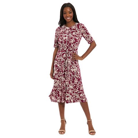 Женские платья London Petite London Times Elbow Sleeve Side Tie Fit & Flare Dress