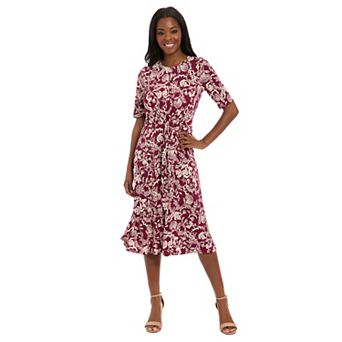 Petite London Times Elbow Sleeve Side Tie Fit & Flare Dress