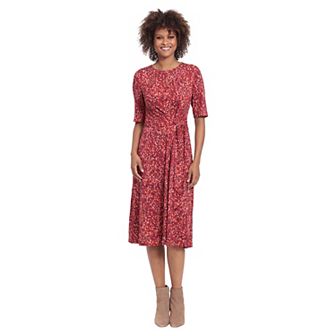 Petite London Times Elbow Sleeve Side Tie Fit & Flare Dress