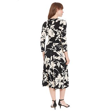 Petite London Times Floral Keyhole Neck Fit & Flare Dress