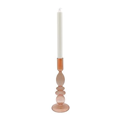 Everyday Decor Pink Colored Glass Taper Candle Holder
