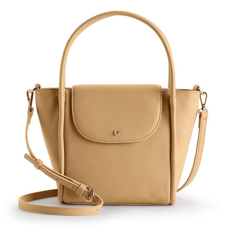 LC Lauren Conrad Quinn Mini Tote Crossbody Bag, Light Camel