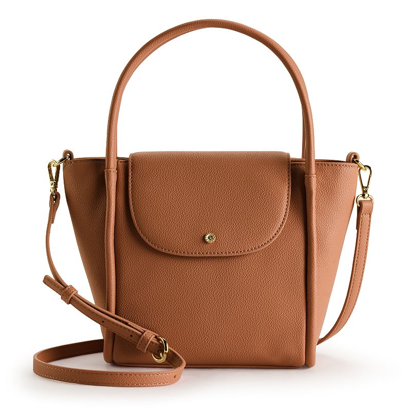 LC Lauren Conrad Quinn Mini Tote Crossbody Bag, Saddle