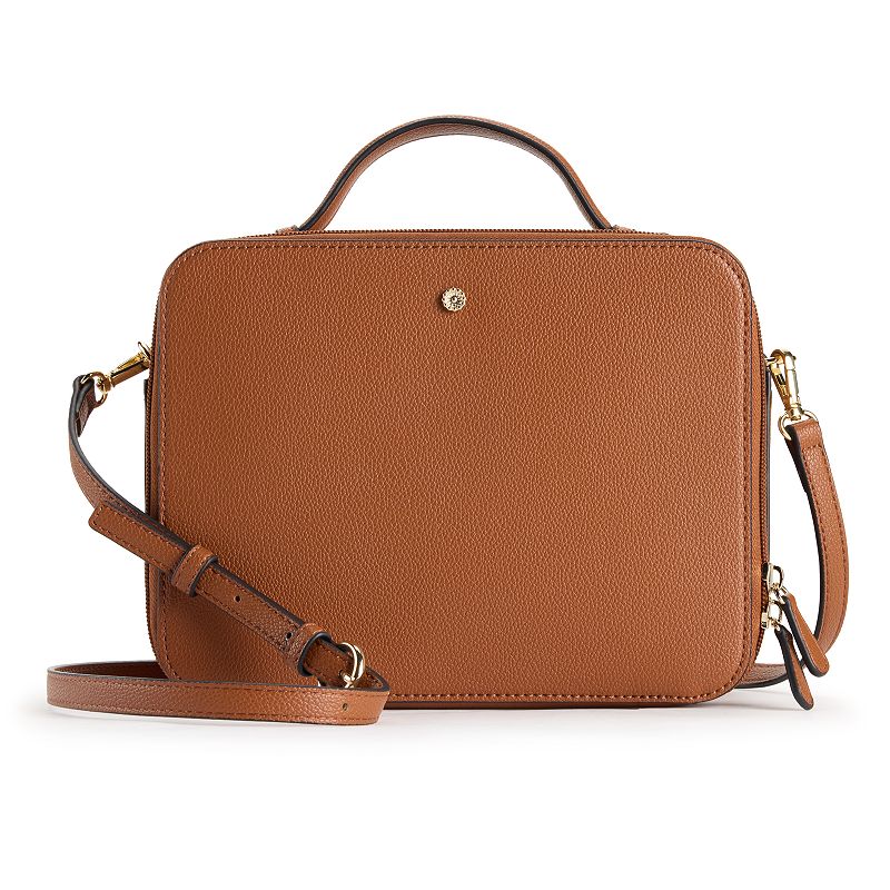 LC Lauren Conrad Hallie Lunch Box Crossbody Bag, Saddle