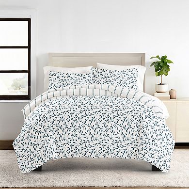Urban Loft's 3 pc Reversible Duvet Bedding Set - Watercolor Vines Pattern