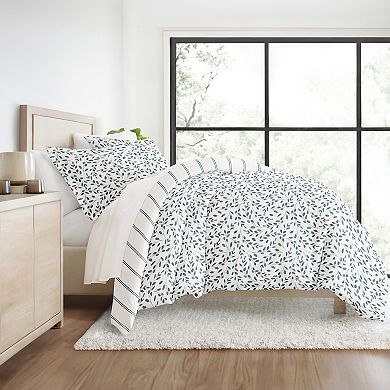 Urban Loft's 3 pc Reversible Duvet Bedding Set - Watercolor Vines Pattern