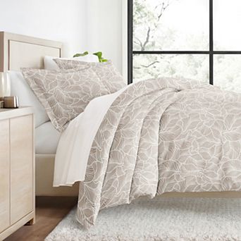 Urban Loft's 3 pc Linear Leaves Patterned Duvet Bedding Set in Grey