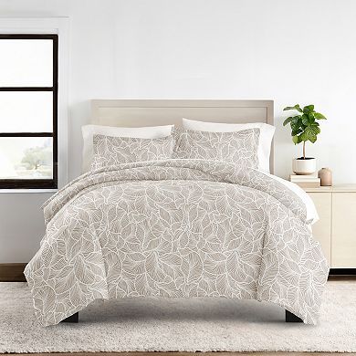 Urban Loft's 3 pc Linear Leaves Patterned Duvet Bedding Set in Grey