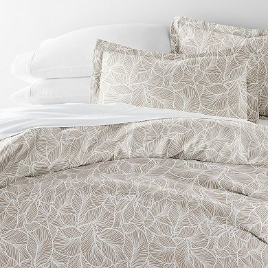 Urban Loft's 3 pc Linear Leaves Patterned Duvet Bedding Set in Grey
