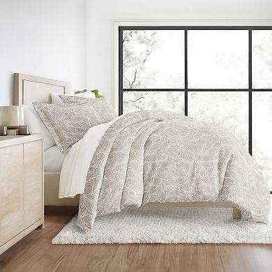 Urban Loft's 3 pc Linear Leaves Patterned Duvet Bedding Set in Grey
