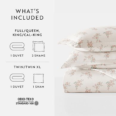 Urban Loft's 3 pc Patterned Duvet Bedding Set in Floral Apricot Rose