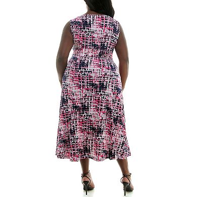 Women's Nina Leonard Sylvia Puff Print Midi Dress