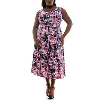 Women's Nina Leonard Sylvia Puff Print Midi Dress