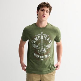 Men's Vintage Sound American Rock And Roll Graphic Tee
