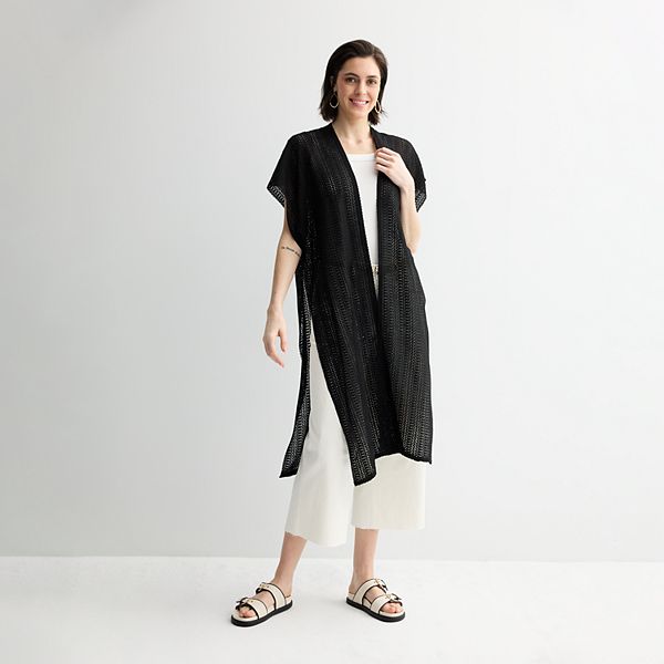 Women's Sonoma Goods For Life® Open Weave Duster - Black
