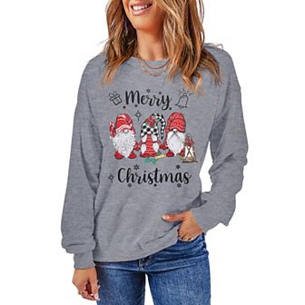 Womens Merry Christmas Sweatshirt Funny Christmas Tree Truck Graphic Pullover Long Sleeve Blouse