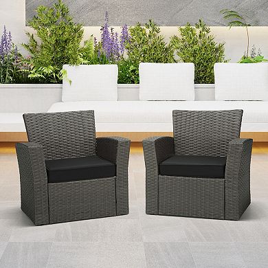 Westintrends Outdoor/Patio Square Chair Seat Cushion With Piping (Set of 2), 20" x 19"