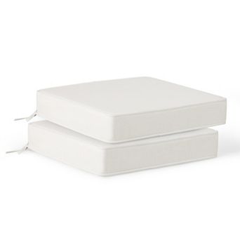 Westintrends Outdoor/Patio Square Chair Seat Cushion With Piping (Set of 2), 20" x 19"