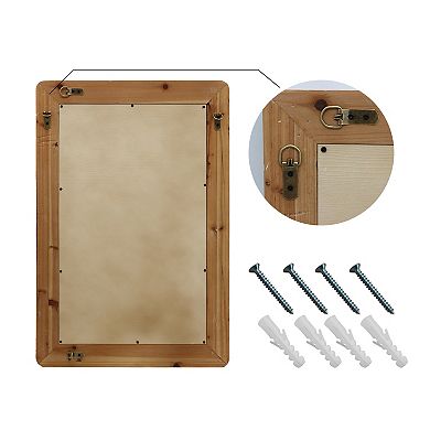 Parisloft 19.1 x 28 Inch Rectangle Farmhouse Wood Wall Mirror