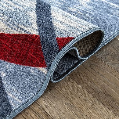World Rug Gallery Isla Contemporary Distressed Abstract Lines Non Slip Area Rug