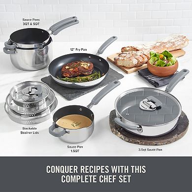 Zakarian by Dash TruPro 10-Piece Stainless Steel Stacking Sauce Pan Set