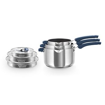 Zakarian by Dash TruPro 6 pc Nonstick Stainless Steel Stacking Sauce Pan Set