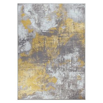 World Rug Gallery Isla Contemporary Distressed Abstract Non Slip Area Rug