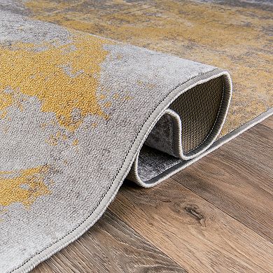 World Rug Gallery Isla Contemporary Distressed Abstract Non Slip Area Rug