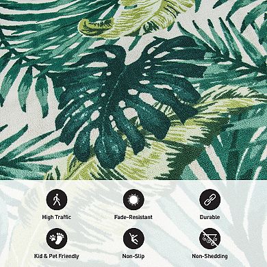 World Rug Gallery Isla Contemporary Tropical Floral Leaves Non Slip Area Rug