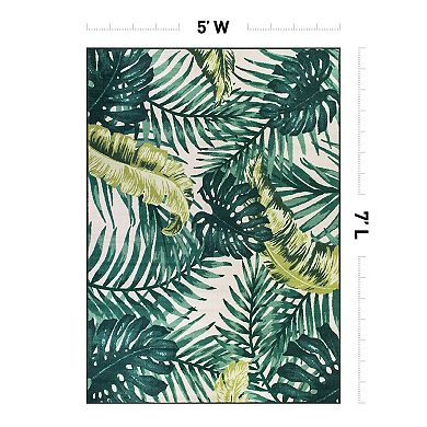 World Rug Gallery Isla Contemporary Tropical Floral Leaves Non Slip Area Rug
