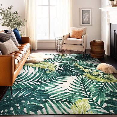 World Rug Gallery Isla Contemporary Tropical Floral Leaves Non Slip Area Rug