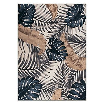 World Rug Gallery Isla Contemporary Tropical Floral Leaves Non Slip Area Rug