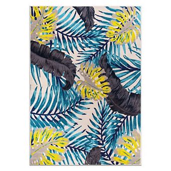 World Rug Gallery Isla Contemporary Tropical Floral Leaves Non Slip Area Rug