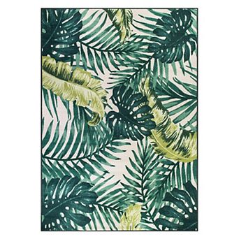 World Rug Gallery Isla Contemporary Tropical Floral Leaves Non Slip Area Rug