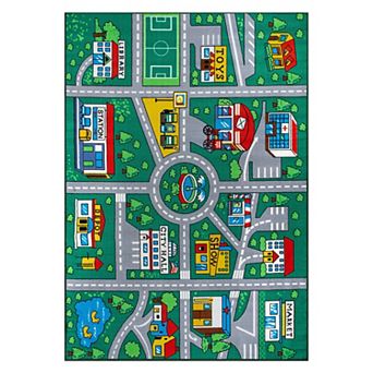 World Rug Gallery Isla Kids Playmat Road Traffic Educational Non Slip Area Rug