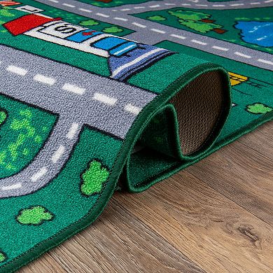 World Rug Gallery Isla Kids Playmat Road Traffic Educational Non Slip Area Rug