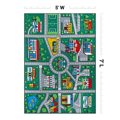 World Rug Gallery Isla Kids Playmat Road Traffic Educational Non Slip Area Rug