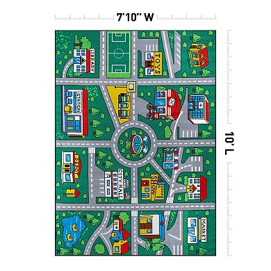 World Rug Gallery Isla Kids Playmat Road Traffic Educational Non Slip Area Rug