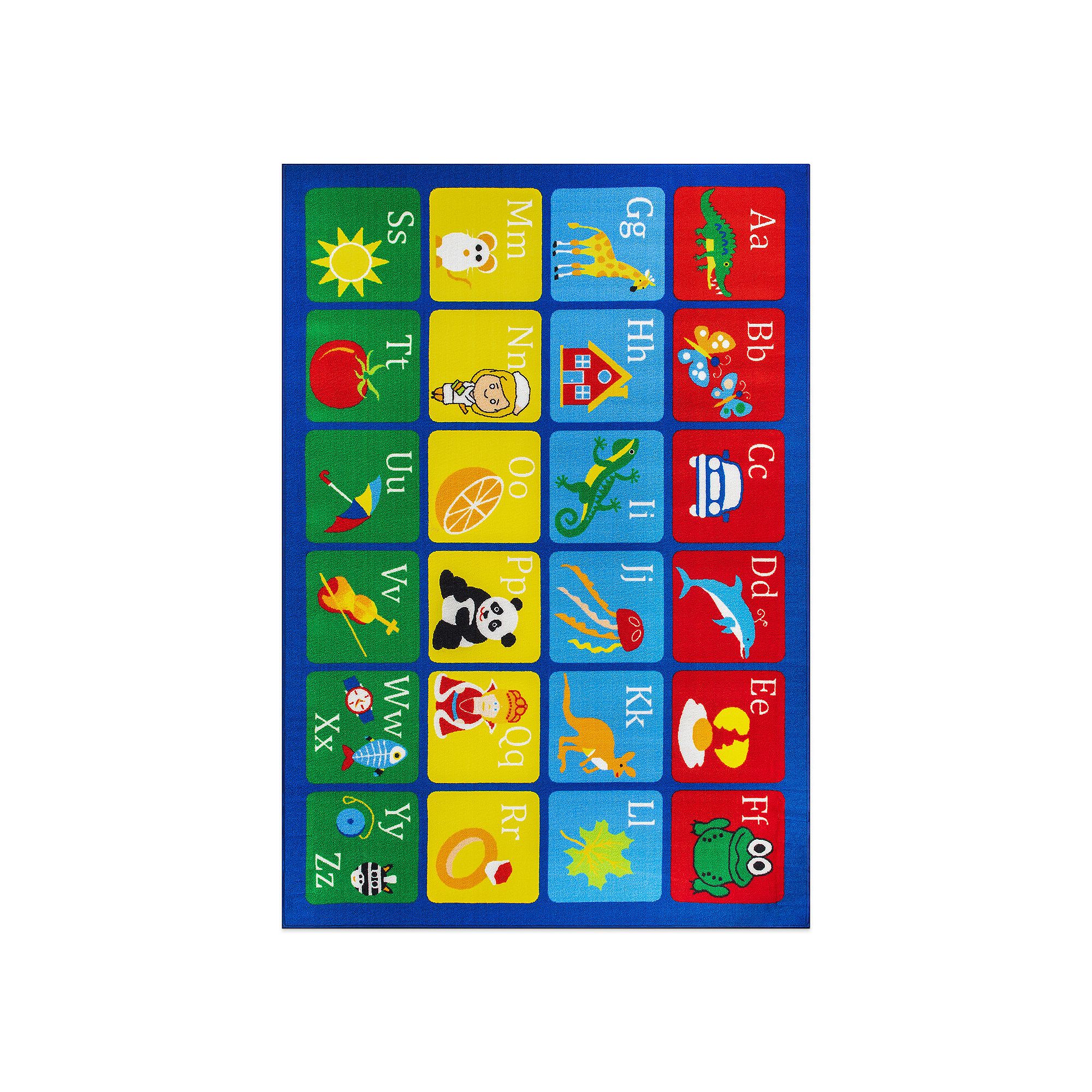World Rug Gallery Isla Kids Alphabet Educational Learning Non Slip Area Rug