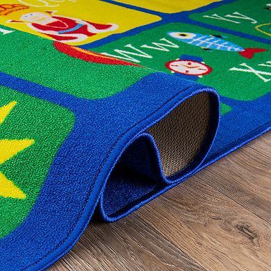 World Rug Gallery Isla Kids Alphabet Educational Learning Non Slip Area Rug