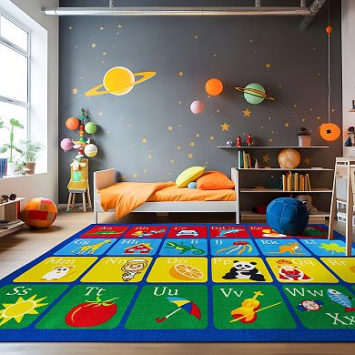 World Rug Gallery Isla Kids Alphabet Educational Learning Non Slip Area Rug