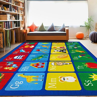 World Rug Gallery Isla Kids Alphabet Educational Learning Non Slip Area Rug