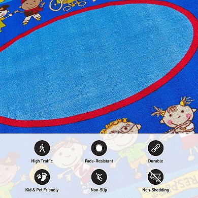 World Rug Gallery Isla Kids Educational Learning Non Slip Area Rug