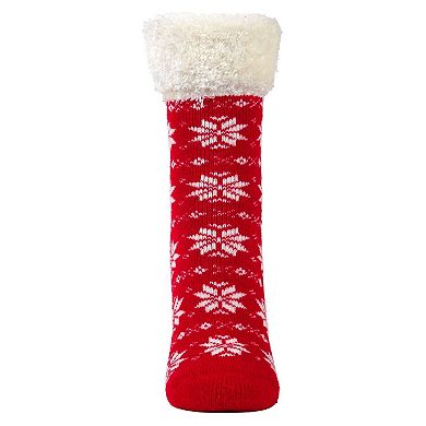 Snowflake Fair Isle Plush Cabin Socks