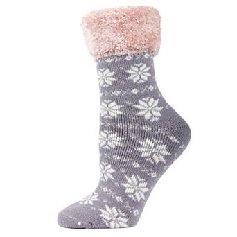 Snowflake Fair Isle Plush Cabin Socks
